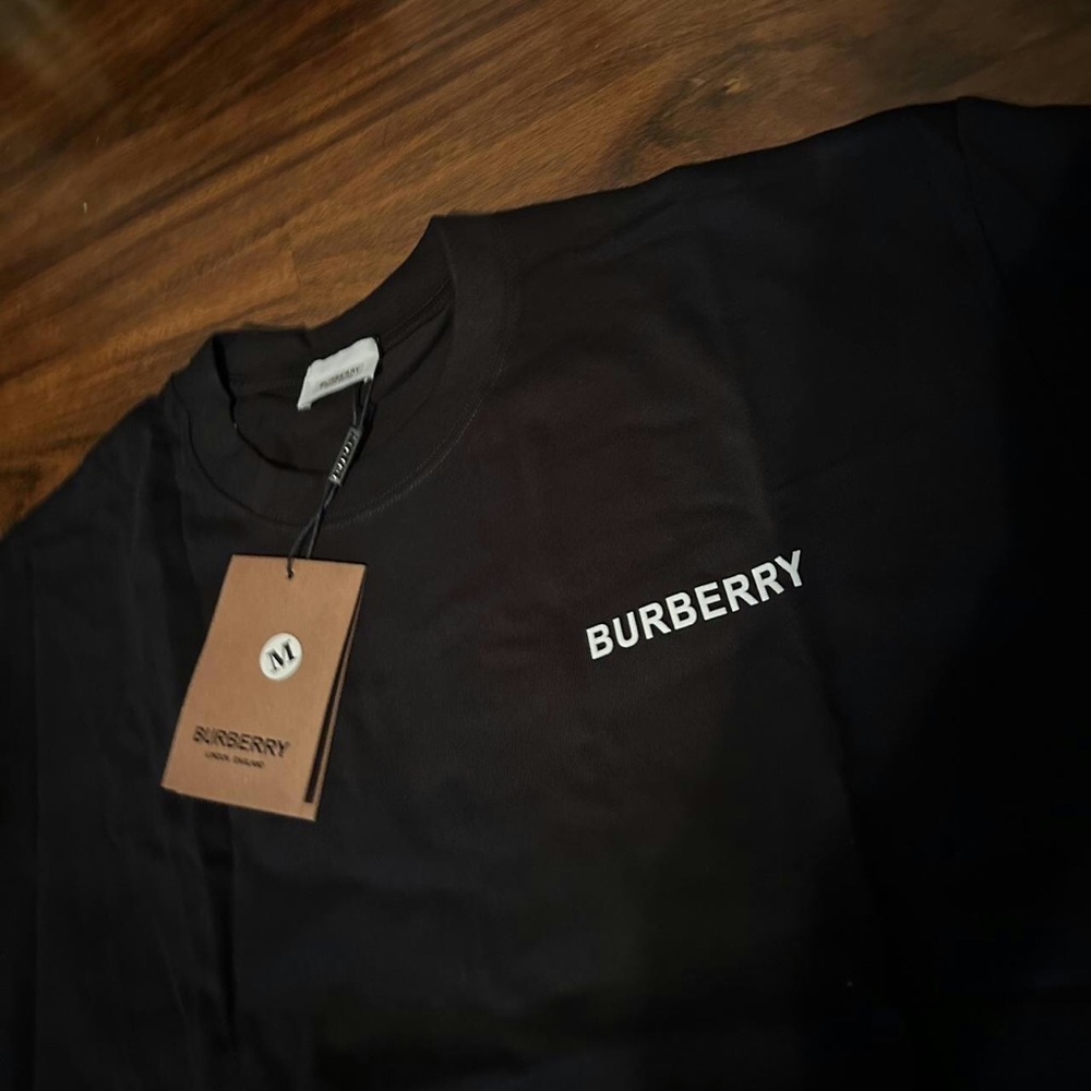 Burberry Black Graphic Tee with White Print